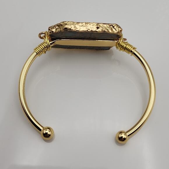 Genuine Seafoam Jasper Bangle Bracelet - Picture 5 of 5